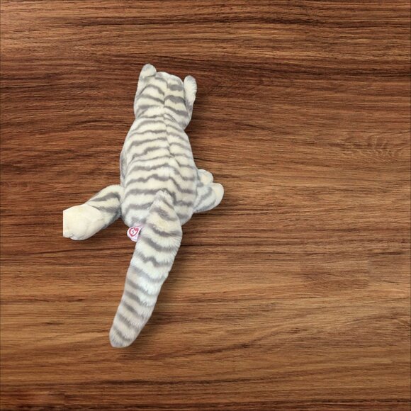 Ty Beanie Buddy SILVER the Cat Gray Striped Tabby Plush Stuffed Animal 1999 - Picture 5 of 9